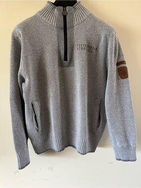 NFL ProLine Men’s Gray Quarter-Zip Knit Pittsburgh Steelers Sweater sz XL